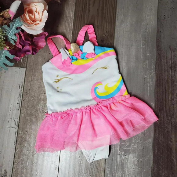 Penelopemack Ltd. Toddler Girl One Piece Unicorn Tutu Swimsuit Size 2T EUC - Picture 1 of 9